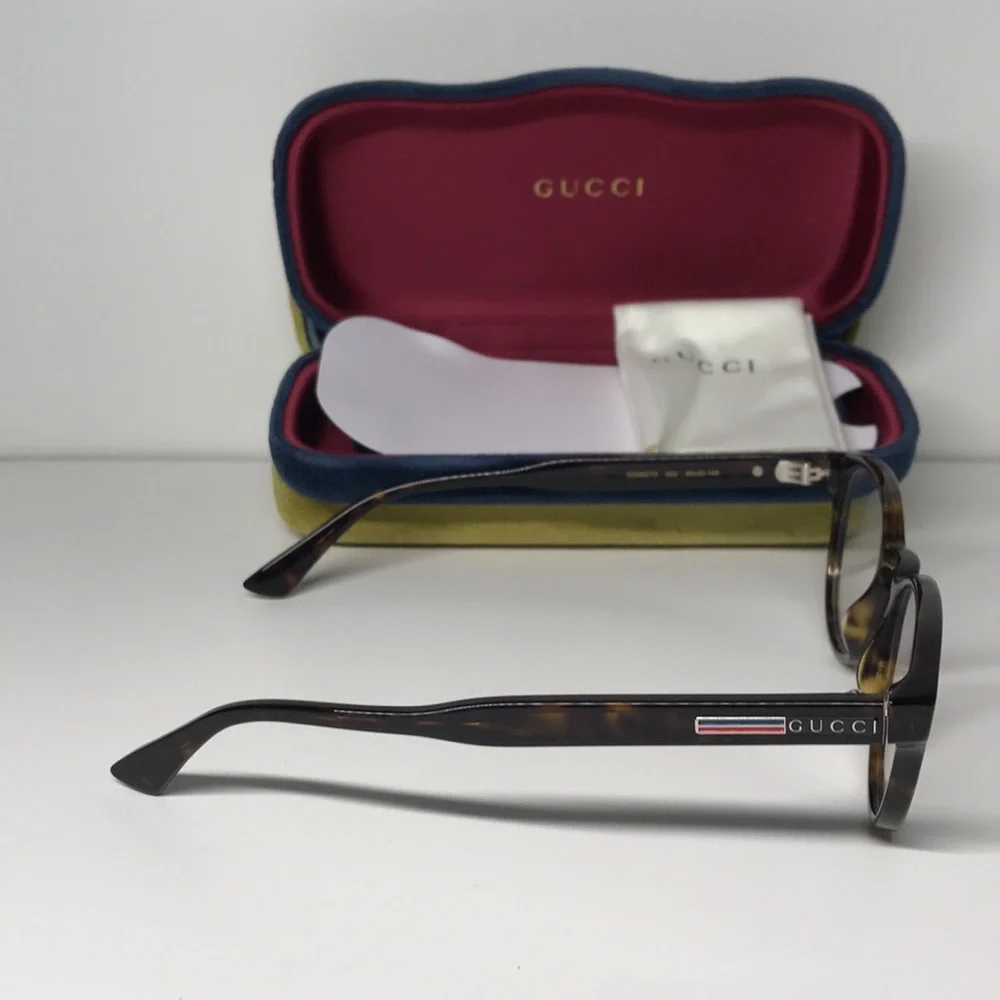 New Authentic Gucci GG0827O 002 Havana Round Eyeglasses